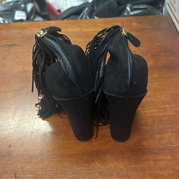 Paul Andrew for J Crew Fringe Black Suede Heels Sandals E1918 $450 - Picture 3 of 4